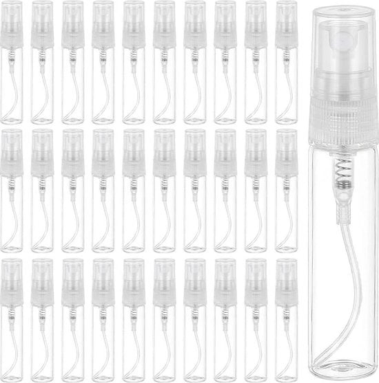 30 pezzi di flaconcini spray mini in vetro trasparente 5 ml - flaconi di viaggio riempibili - atomizzatore con tappo - profumi - accessori di viaggio - trucco