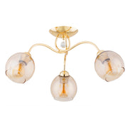 Plafoniera glamour AMARILLO ottone vetro ambra 3xE27