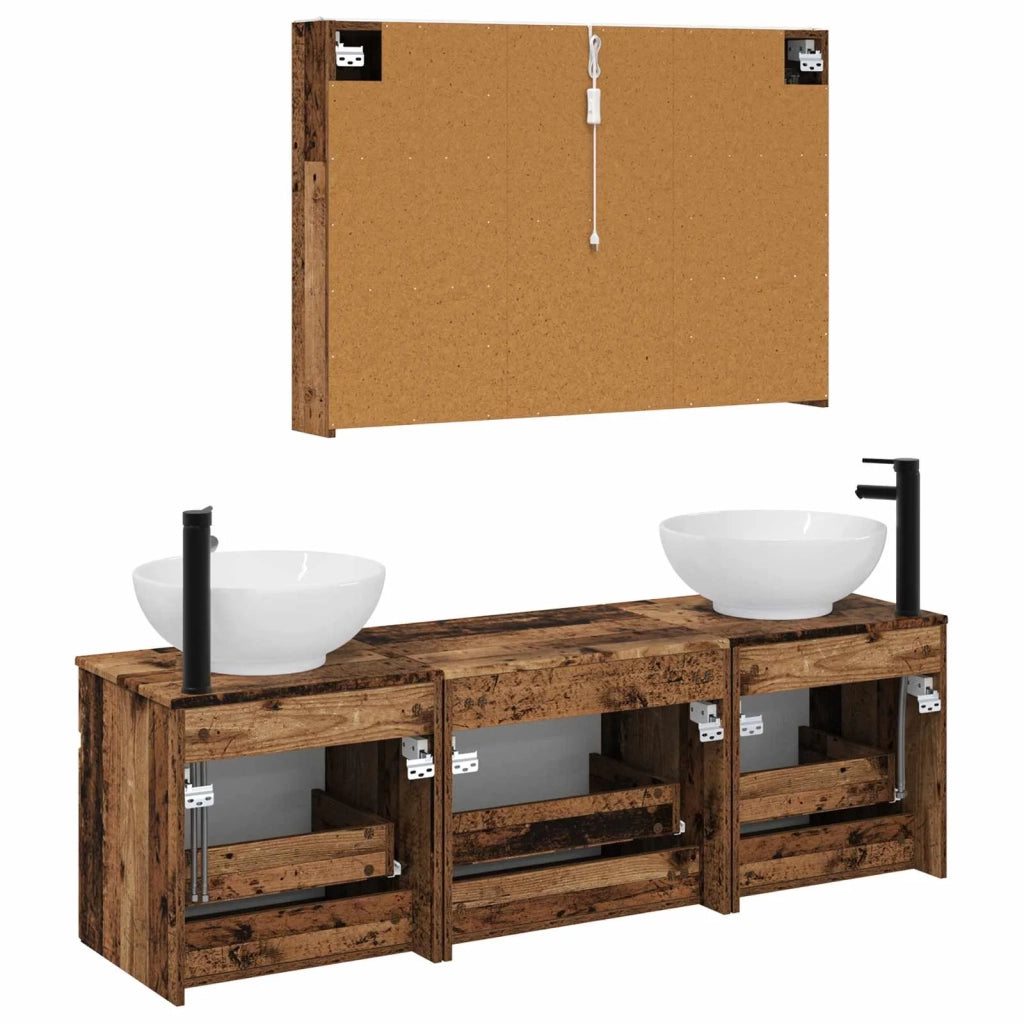 Set di Armadi da Bagno 4 pcs Legno antico 103,5 x 15,5 x 70 cm 3406629