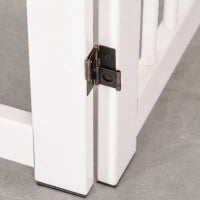 Recinzione per Cani 4 Pannelli, 204 x 75 cm, Recinzione Pieghevole con Porta, Recinzione per Cani Autoportante con 2 Piedi di Supporto, Recinzione per Scale in Legno per Ingresso, Cucina, Scala, Bianco