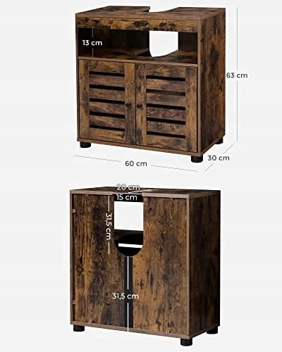 Mobiletto da bagno Valora rustico marrone sottolavabo in stile loft | durevole