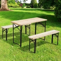 Set Birreria 1 Tavolo (120x50cm) 2 Panche (120x25cm) in Legno di Abete