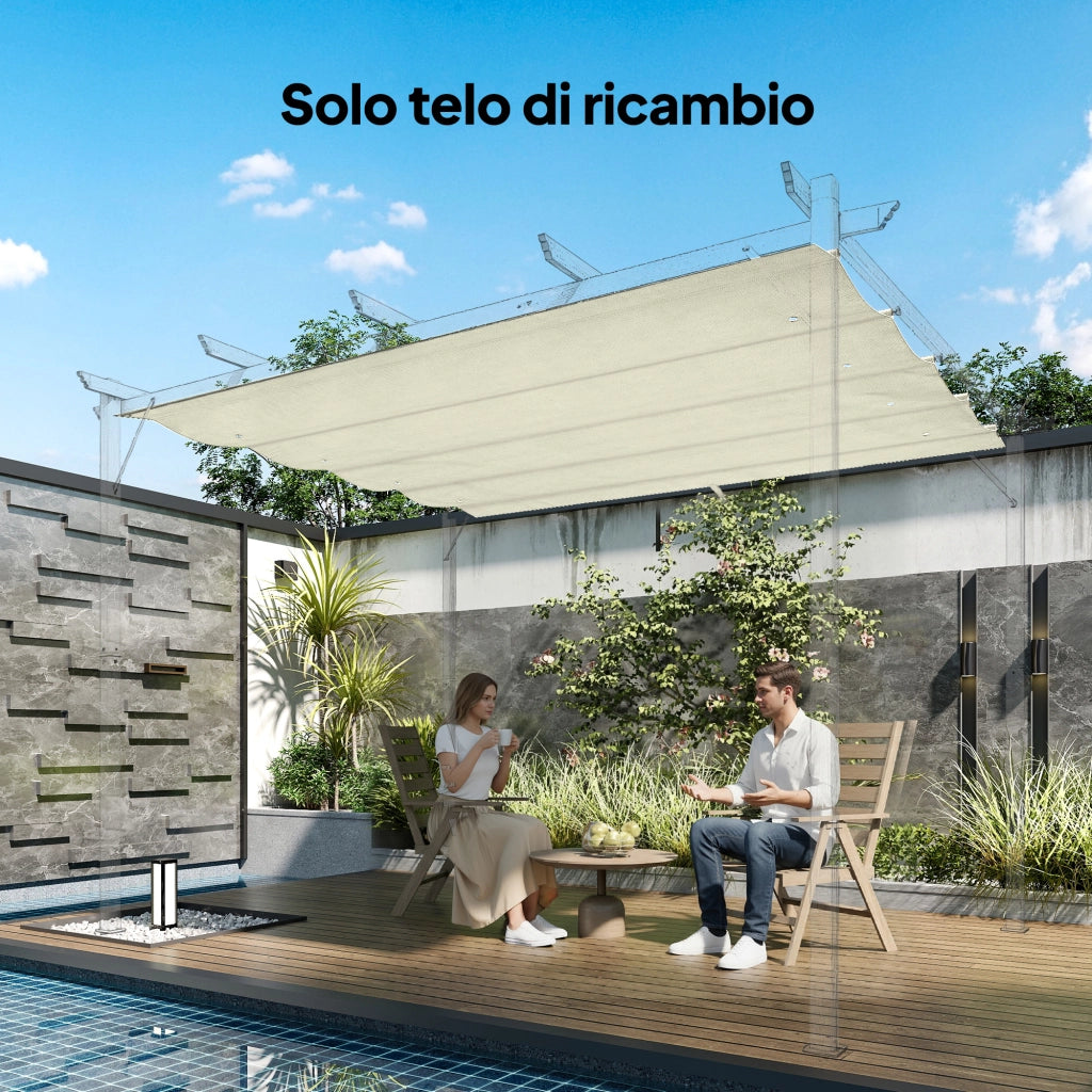 Telo Copertura Pergola Esterno Anti UV ¨C Xylo ¨C Poliestere Bianco Crema 286x245 cm