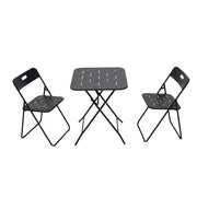 Set bistrot da esterno pieghevole 3 pezzi in acciaio; nero