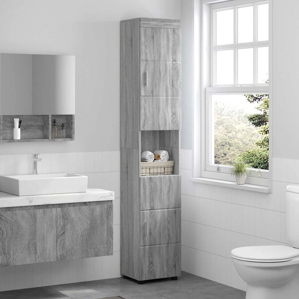 Set di Armadi da Bagno TULUM Grigio Sonoma 37 x 31,5 x 203 cm
