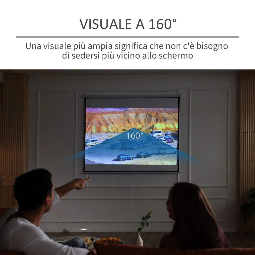 EasyComfort Telo per Proiettore da 100" Formato 16:9/4:3 ad Altezza Regolabile, 210x8.6x7 cm, Bianco e Nero