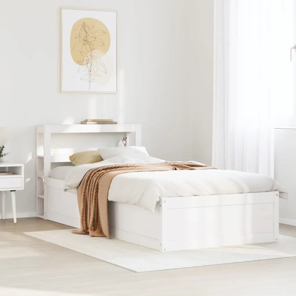 vidaXL Giroletto con Testiera Bianco 90x190 cm Legno Massello di Pino
