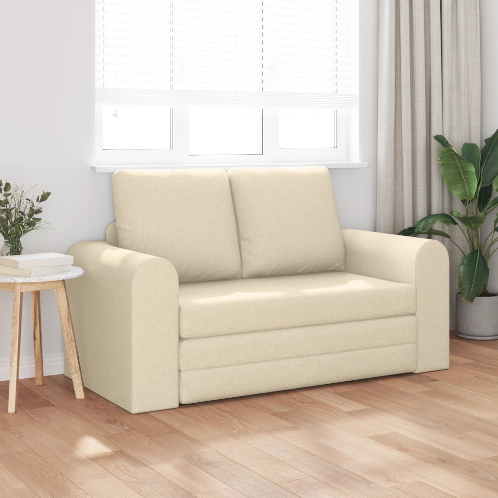 Divano Letto da Terra 2-in-1 Panna 148x71x83 cm Tessuto