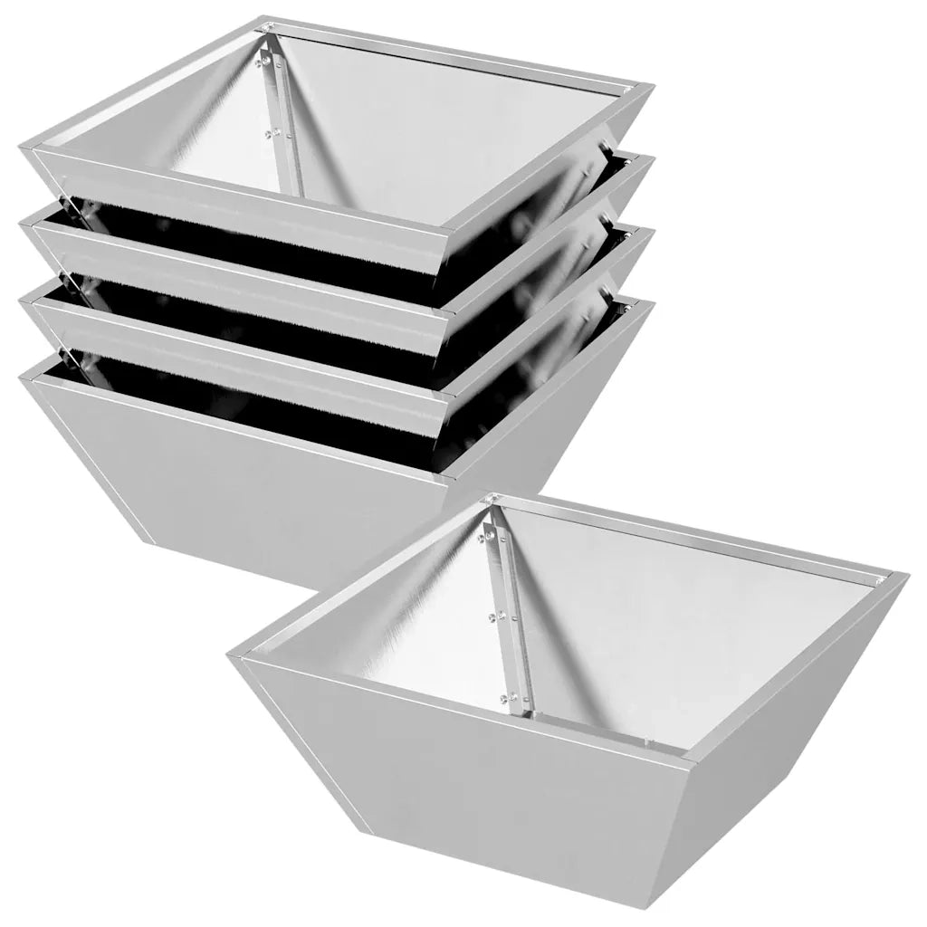 Vaso da giardino 5 pz-Set di 5 Fioriera da Esterno-Contenitore per Piante Argento 40 x 40 x 15 cm