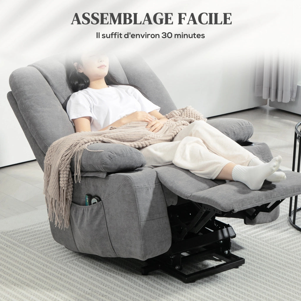 Poltrona relax elettrica alzapersona con massaggio e riscaldamento ¨C Xylo ¨C Grigio