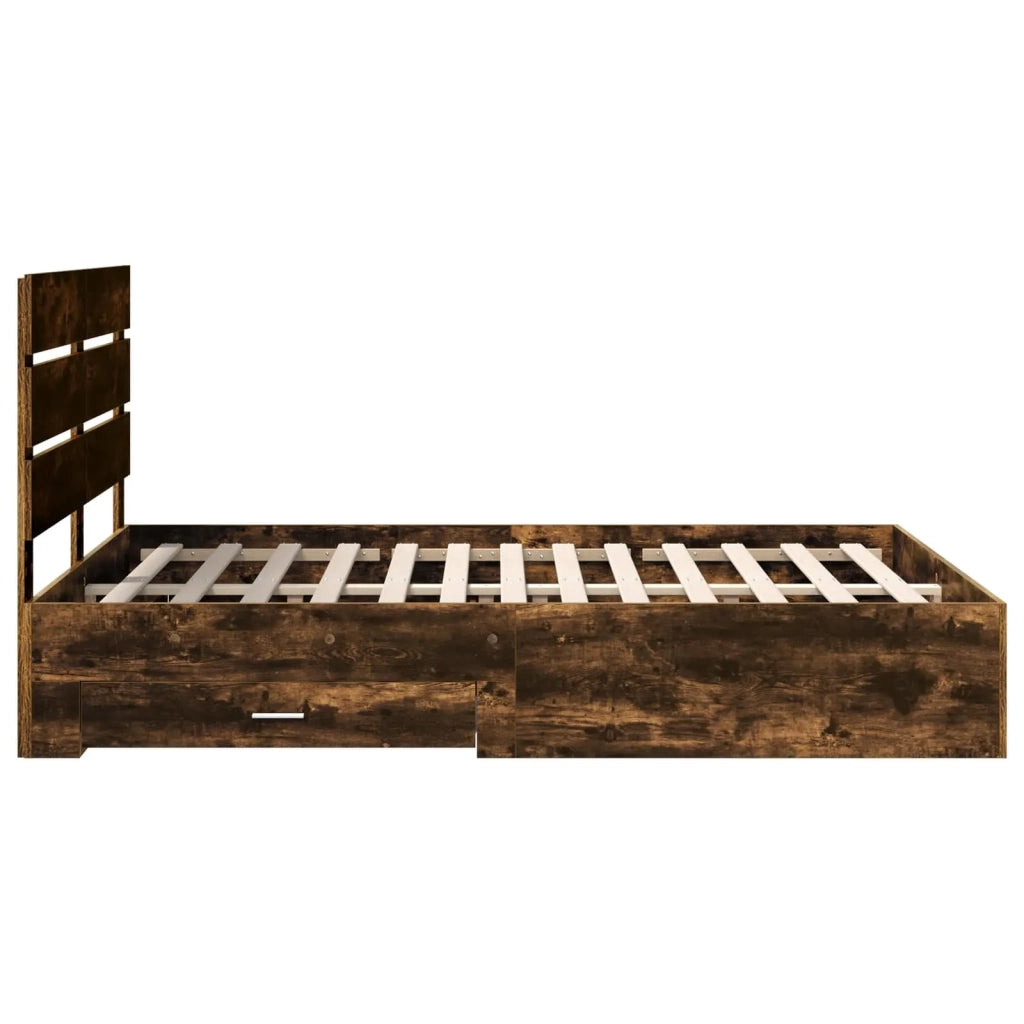 Letto matrimoniale | Letto per adulti | Struttura del letto Rovere fum¨¦ 140 x 190 cm Legno multistrato