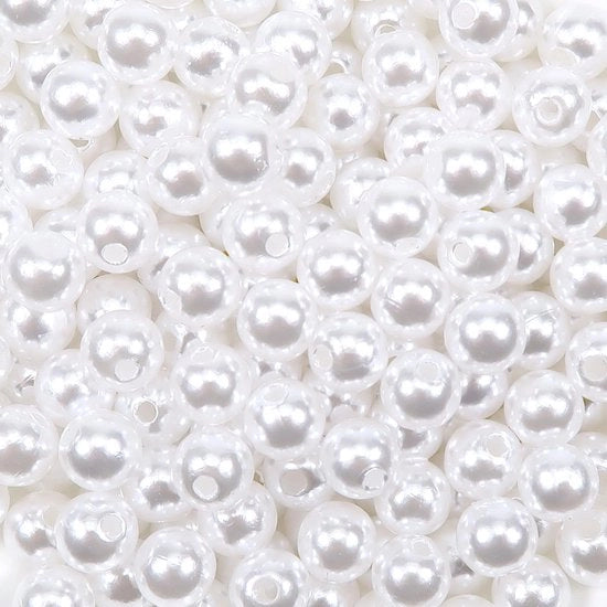 Collana con perle di acrilico 8 mm - 200 pezzi - bianche - per gioielli fai da te - collane e bracciali - materiali per artigianato - perle di collana