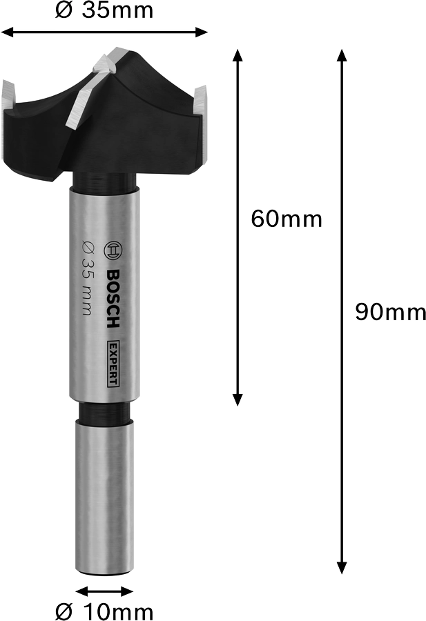 Bosch EXPERT Laminated Wood – Punta per cerniere legno 35 mm con tagliente in carburo per fori puliti