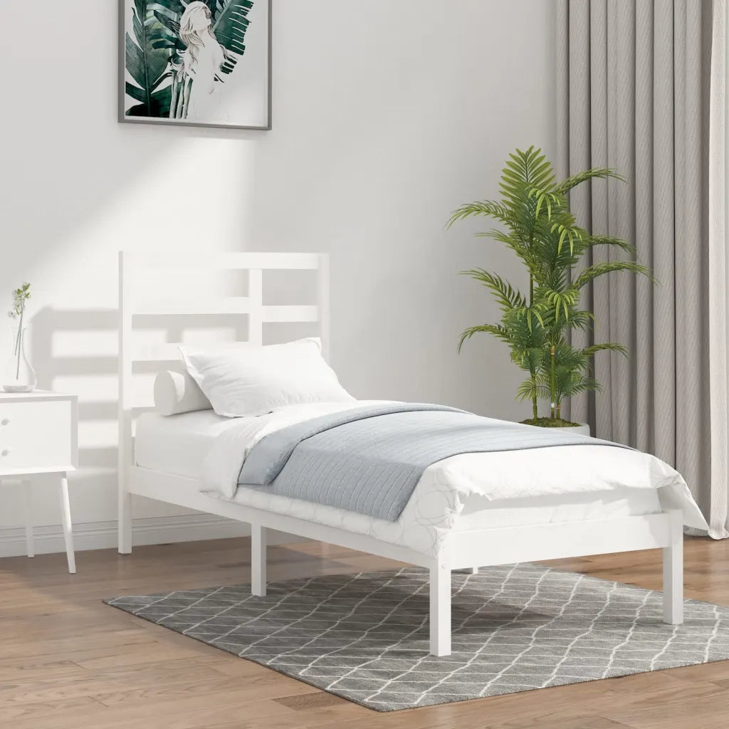 Giroletto-Struttura Letto Bianco in Legno Massello 90x200 cm 783035