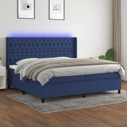 Letto a Molle Materasso e LED Blu 200x200cm in Tessuto cod mxl 58539