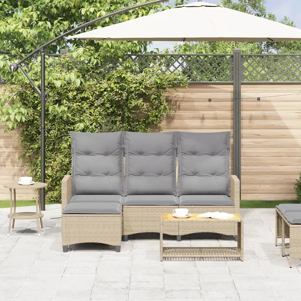 Divano da Giardino Reclinabile con Cuscini a L-Sofa da Giardino Beige Polyrattan 499405