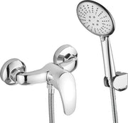 Attacco per doccetta e kit di doccia, con tubo in acciaio inox da 1,5 m, sistema di doccia con 3 tipi di getto, finitura cromata, adatto per vasche da bagno e pareti doccia