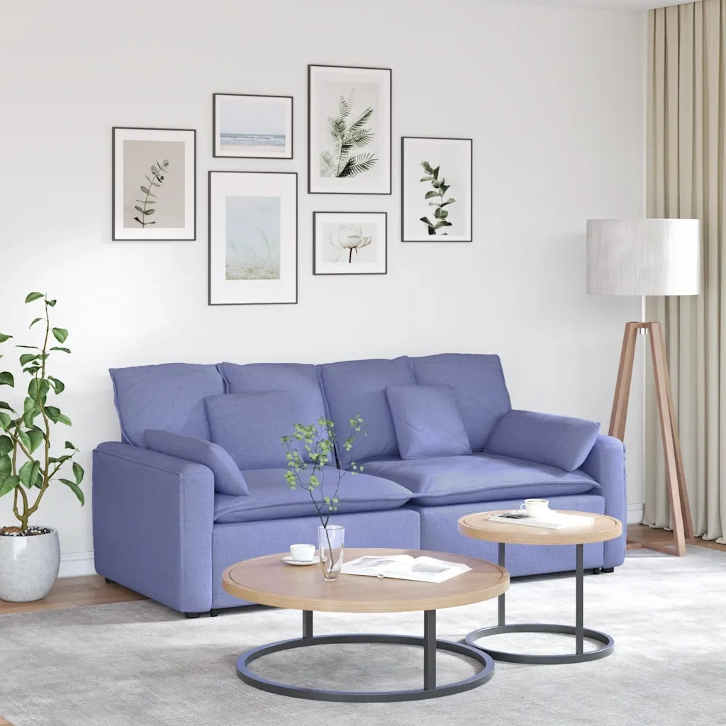 vidaXL Divano Modulare con Cuscini Jeans Blu