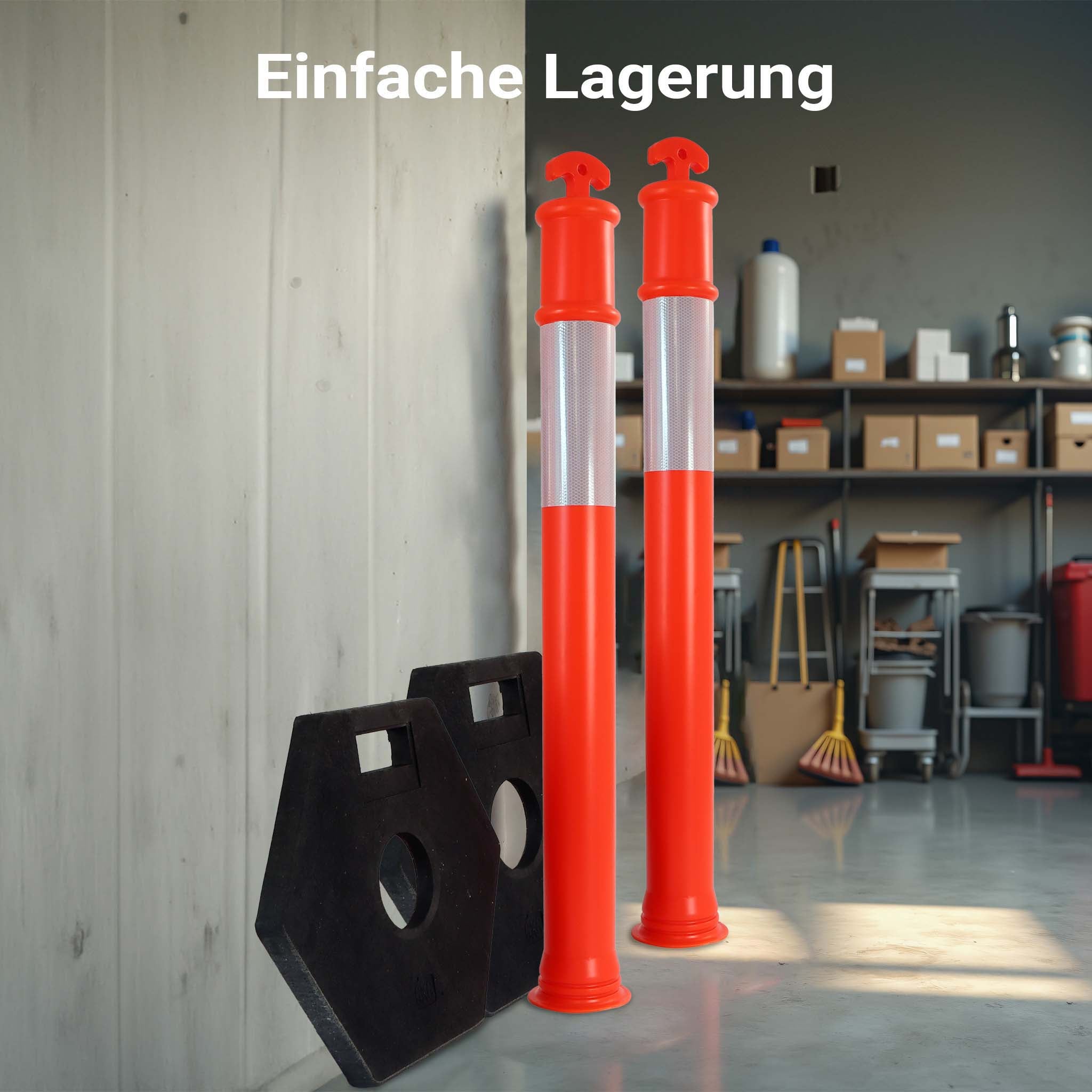 Paletti delimitatori catarifrangenti 110 cm con base ottagonale, 2 pali segnaletici stradali