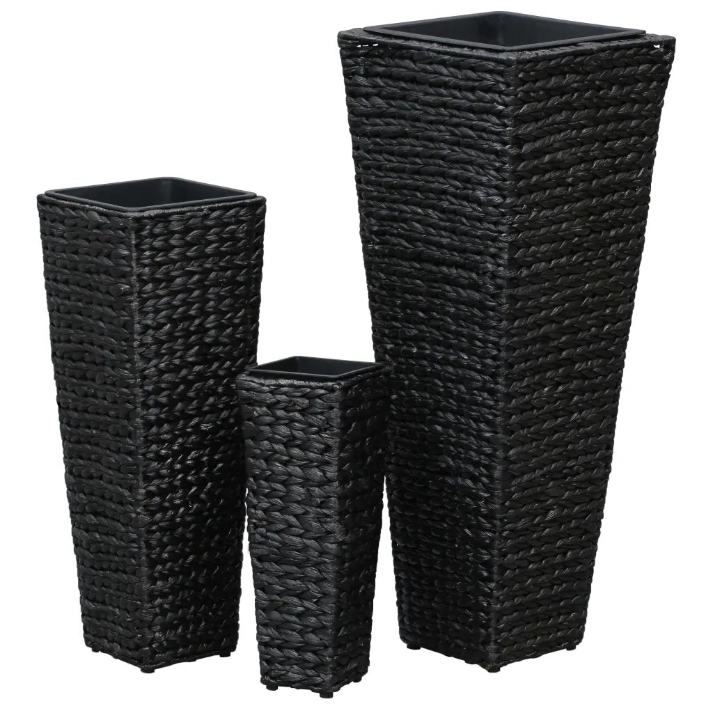 Letti Rialzati 3 pz in Giacinto Intrecciato Nero 45570