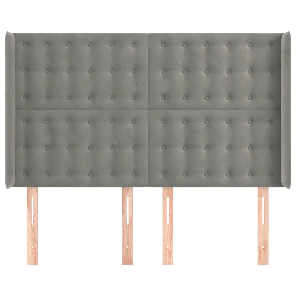 Testiera | Testata ad Orecchio Grigio Chiaro 147x16x118/128 cm in Velluto