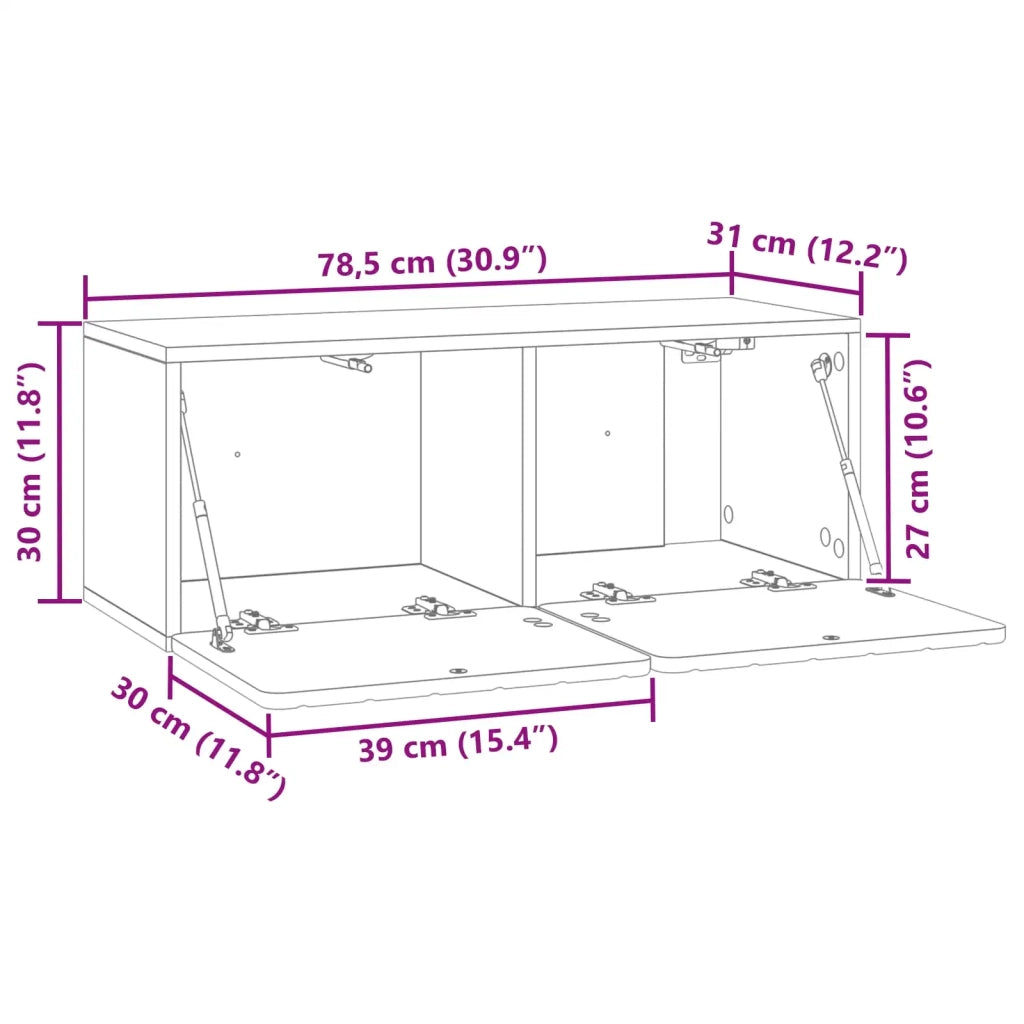 Mobile Porta TV da Muro Rovere Sonoma 78,5 x 31 x 30 cm
