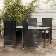 Set da Pranzo da Giardino 5 pz con Cuscini in Polyrattan Nero 3094827