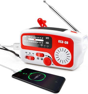Radio portatile alimentato da energia solare con batteria ricaricabile - Capacità batteria 1200 mAh - Maniglia - Ricezione FM-AM - LED per lanterna - Utilizzo in situazioni di emergenza all'aperto - Ricaricabile