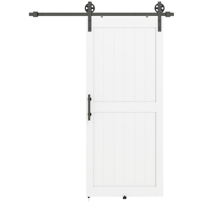 Porta Scorrevole in Stile Country con Binario 91,5x 213,4A cm in Legno e Acciaio Bianco e Nero