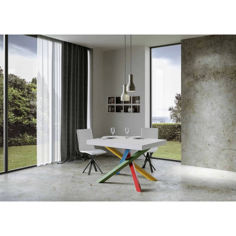 Tavolo allungabile 90x130/234 cm Volantis telaio gambe 4 colori (B) - Bianco Frassino