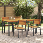 Set da Pranzo per Giardino a 5 Pezzi in Legno Massello di Acacia e Metallo