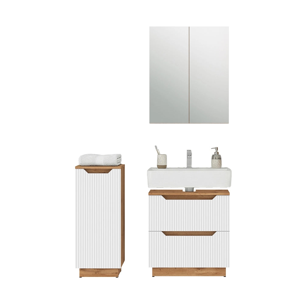 Vicco Set di mobili da bagno Rovere/bianco a strisce 3 parti