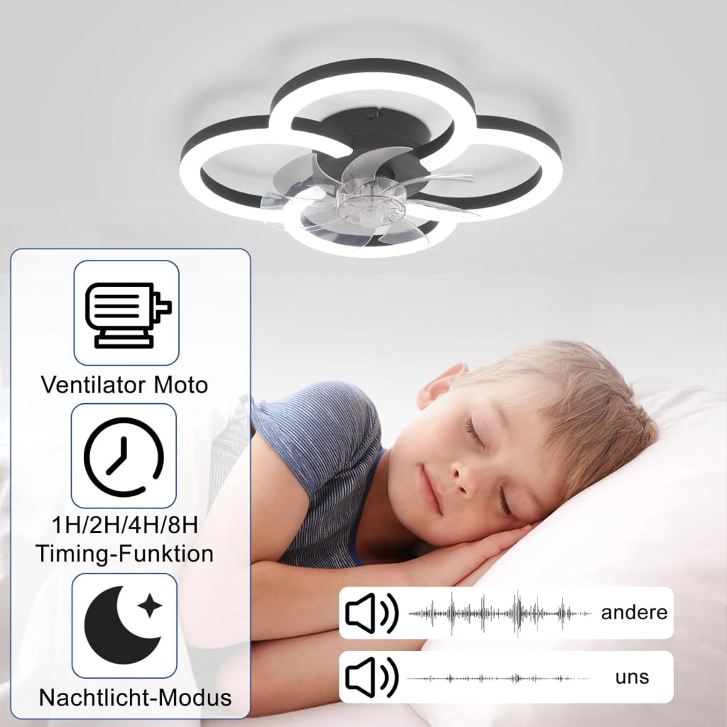 ZMH Ventilatore da soffitto con luce silenzioso a 6 velocità moderno dimmerabile per soggiorno