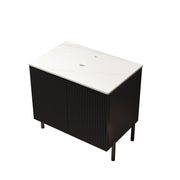 Mobile bagno con 2 ante e piano superiore; design moderno per bagno; in truciolare; MDF e compensato; nero