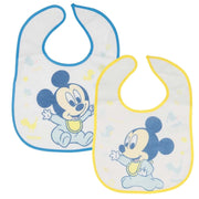 Confezione da 2 bavaglini per neonati con Chiusura a Strappo e motivo Mickey Blu Mickey Mouse
