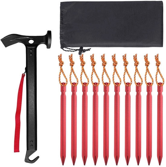 Campinghamer in Alluminio - 10 Pezzi di Tentharingen - Multifunzionale Tenthamer - Tas di Riposo - Leggero - Duraturo e Resistente alla Ruggine