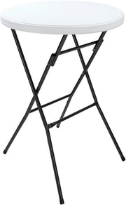® Tavolo da Bar Ø 72 cm Tavolino Rotondo Pieghevole da Giardino per Feste Altezza 110 cm in Metallo Bianco