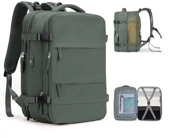 Borsa da Viaggio Grande per Donne, Borsa da Mano, Borsa da Campeggio, Borsa da Sport All'aperto, Borsa da Ufficio, 14 Pollici Borsa da Laptop con Tasca per Scarpe e Tasca per Laptop, Verde Oliva