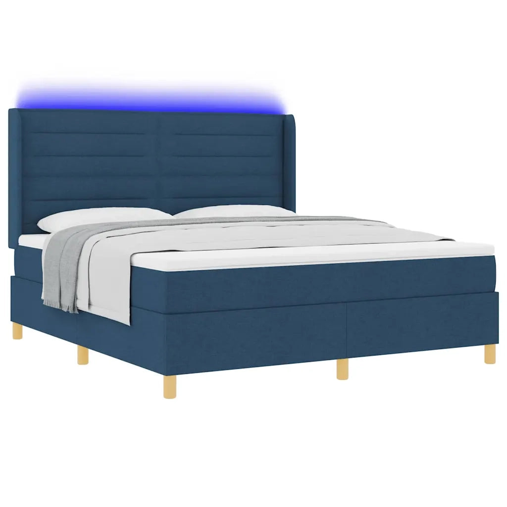 Letto a molle con materasso Blu 140 x 200 cm Tessuto