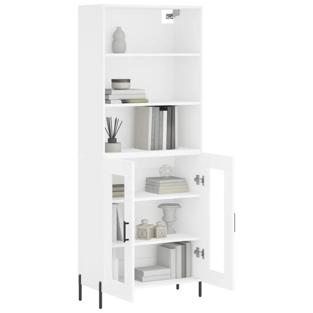 Credenza-Buffet-Armadio da cucina Bianca 69,5x34x180 cm in Legno Multistrato 175126