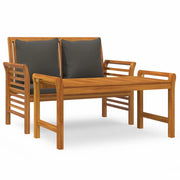 Set Divani Giardino 2pz | Set Salotto da Giardino con Cuscini Grigio Scuro Legno Massello