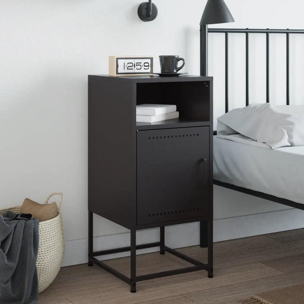 Comodino-Tavolino da notte Nero 36x39x78 cm in Acciaio 654051
