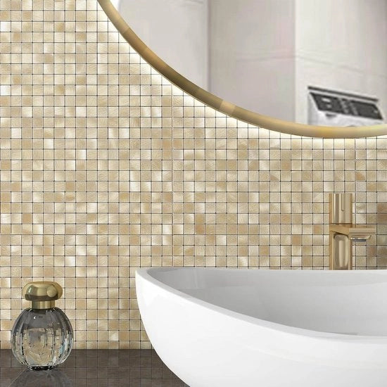 Tegole da parete 3D autoadesive - bagno, cucina - applica su tegole da parete - oro (5 fogli)