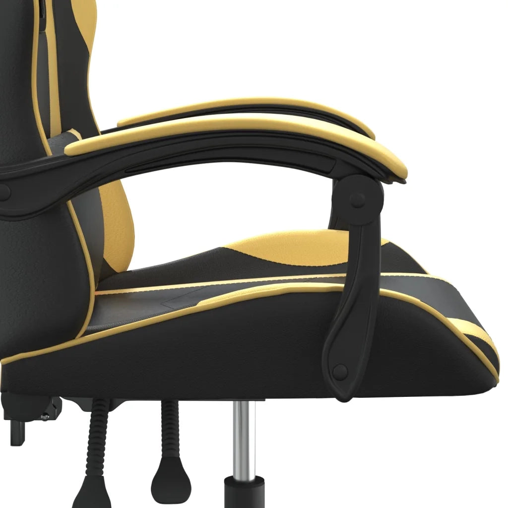 Sedia da Gaming Girevole Nera e Oro in Similpelle cod mxl 63061