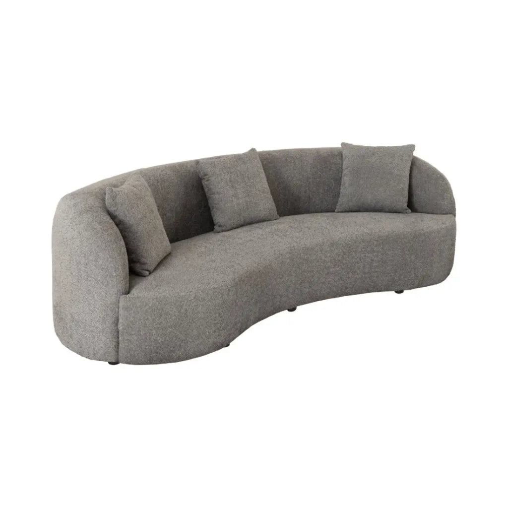 Divano destro SOREN grigio scuro – Divano di design in tessuto bouclé con forma arrotondata