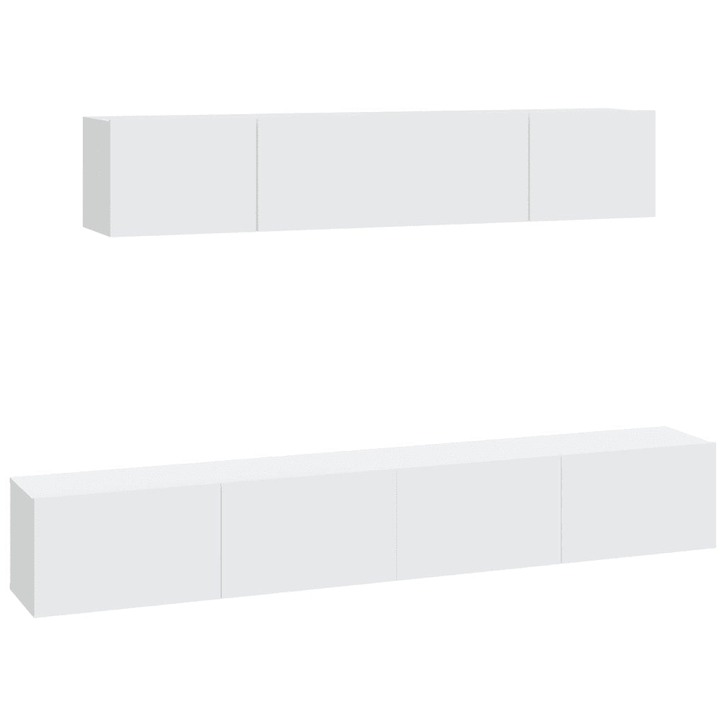 Set di Mobili Porta TV 4 pz | Armadietto TV | Mobile Porta TV Bianco in Legno Multistrato