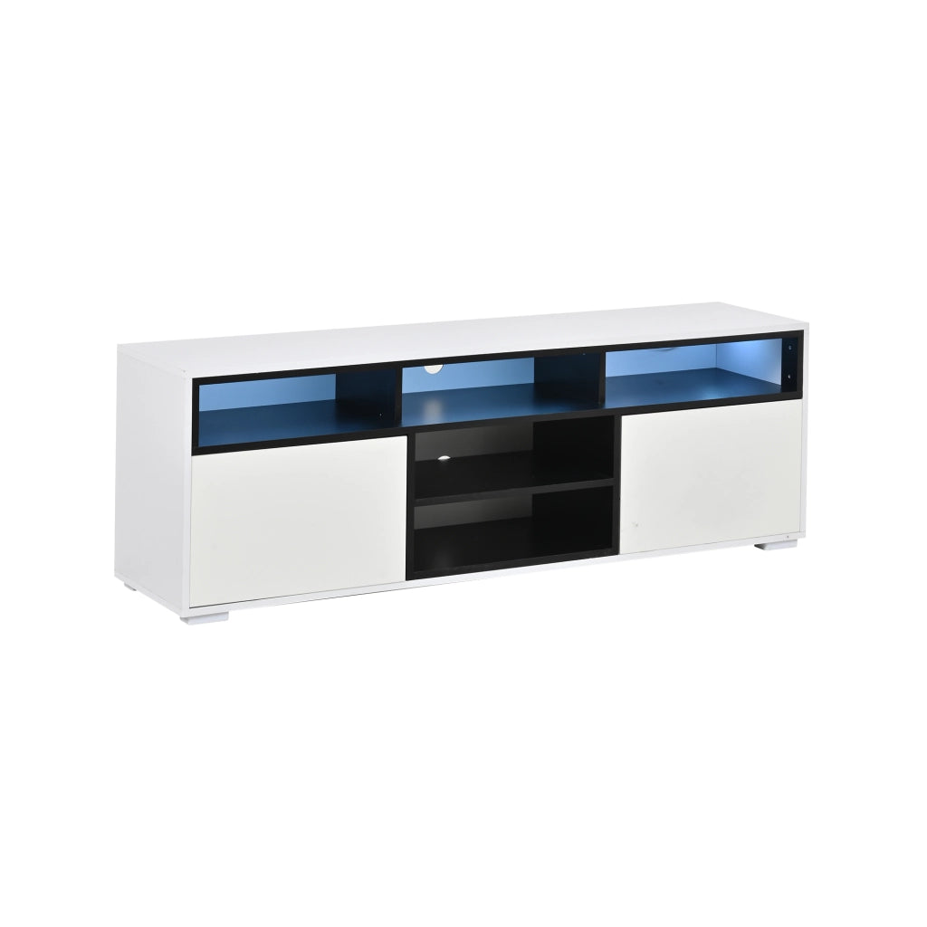Mobile TV con LED ¨C MINIMAL ¨C Truciolato Lucido Bianco, 2 Ante, 150x35x50