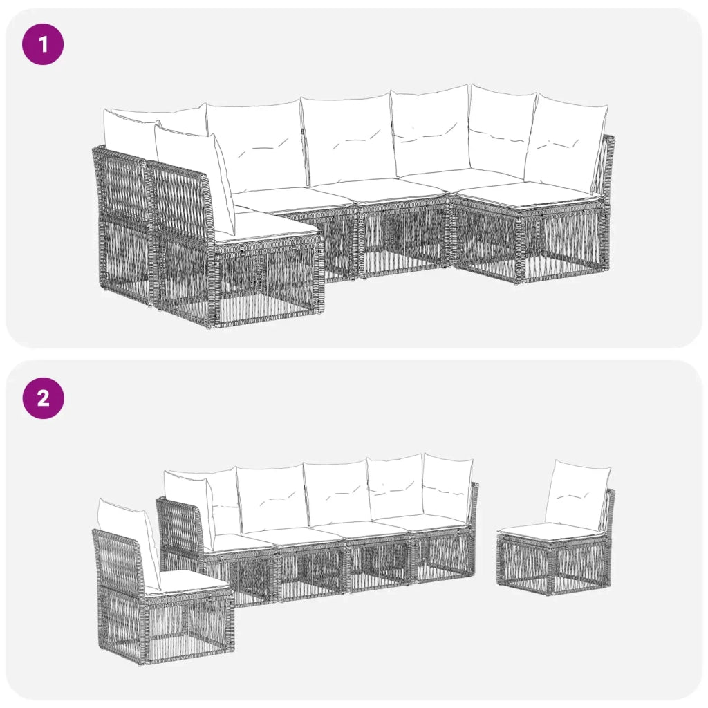Set Divano da Giardino 6 pcs Nero polyrattan 3434158
