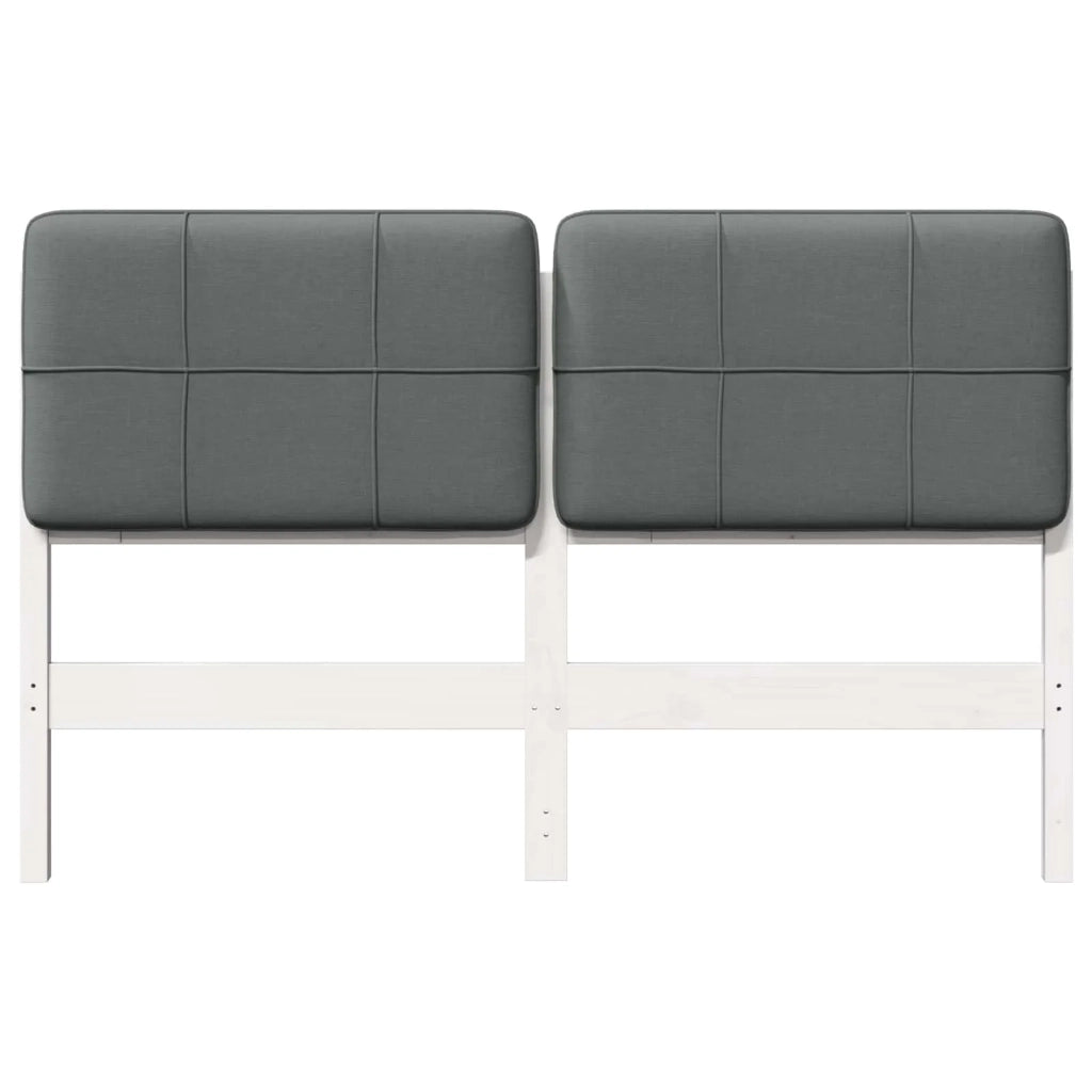 Testiera imbottita Bianco e grigio chiaro 140 cm Pino massello 880127