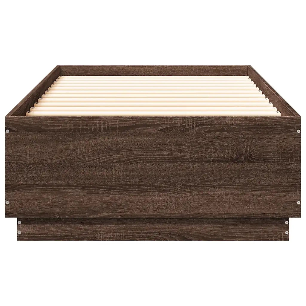 Giroletto Luci LED-Struttura Letto con LED Rovere Marrone 100x200 cm Legno Multistrato 102502